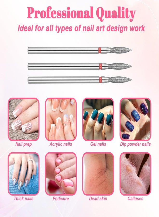 Eldraqth 10pcs Flame Bit for Nail Drill Cuticle Nail Drill Bits Set 3/32'' Diamond Naila Drill Bits for Dead Skin Professional Nails Dry Manicure Pedicure Shape Remove for Acrylic Gel Nail Salon Tools (Fine-F) - Image 4